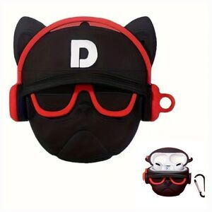 AirPods 1/2 3D Silicone Case Bulldog Red Sunglasses Headphone NEW Earphone Cover
